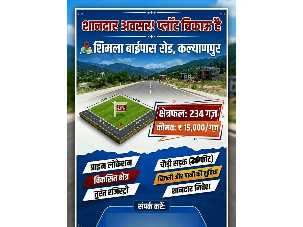Prime Land for Sale in Kalyanpur, Dehradun at 15k/Gaj