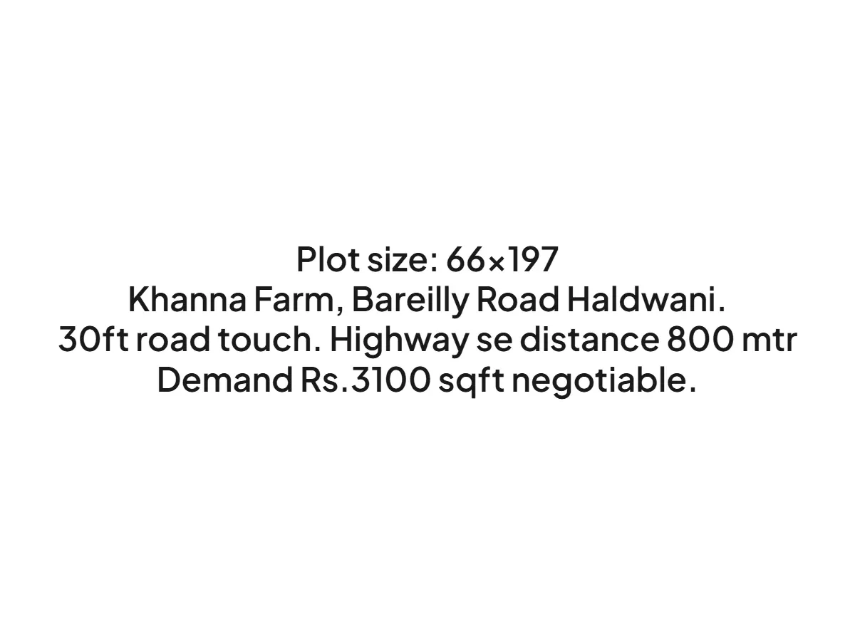 Prime 13002 sqft Land for Sale in Khanna Farm Haldwani