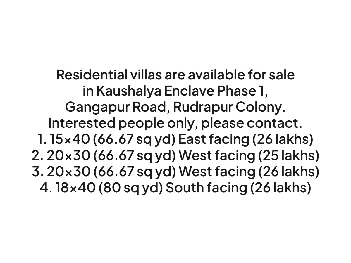 Stylish Villas for Sale in Kaushalya Enclave Rudrapur