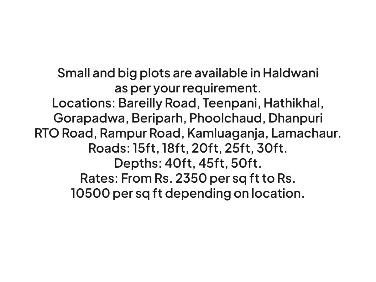 Prime Land Plots for Sale on Bareilly Road Haldwani