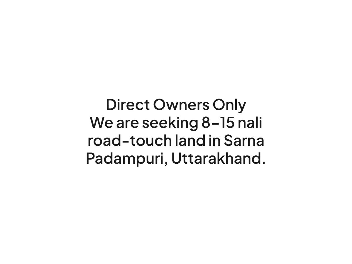 Prime Road-Touch Land for Sale in Sarna, Nainital