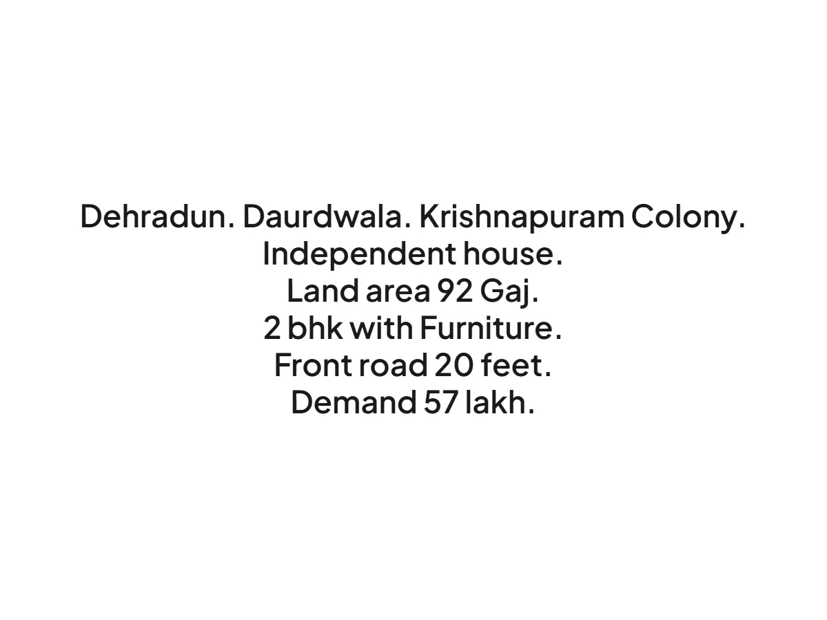2 BHK Independent House for Sale in Krishnapuram Colony Dehradun