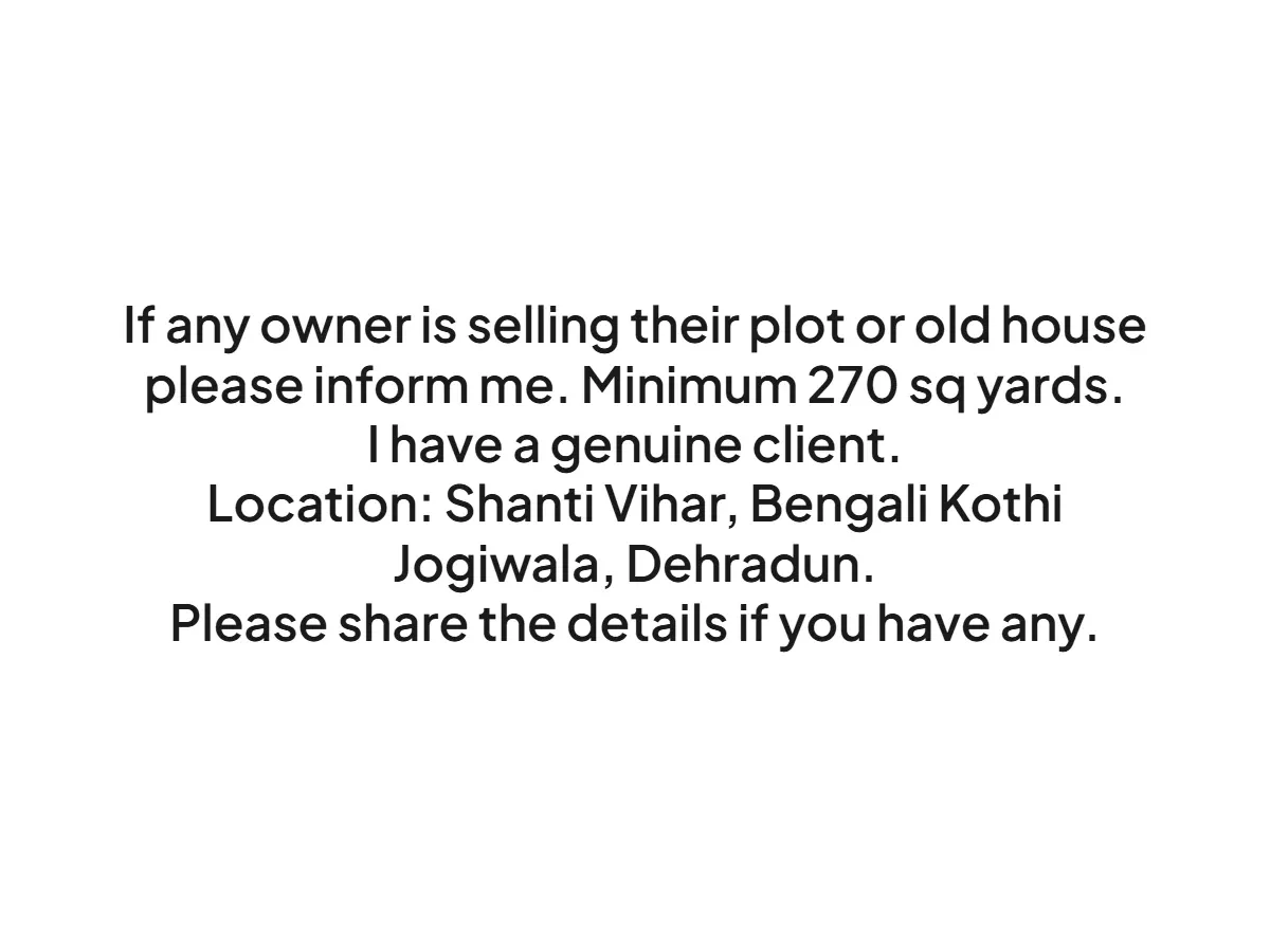 Prime Land for Sale in Shanti Vihar, Dehradun