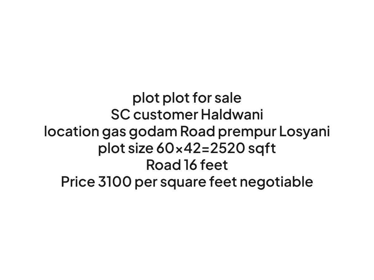 Prime 2520 sqft Land for Sale on Gas Godam Road Haldwani