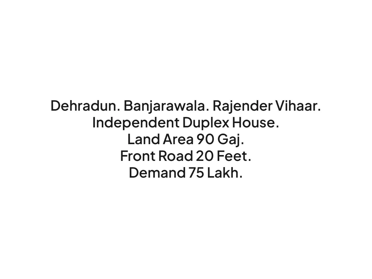 Independent 3 BHK Duplex House for Sale in Dehradun