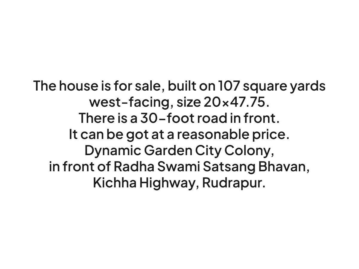 West-Facing House for Sale on Kiccha Highway, Haldwani