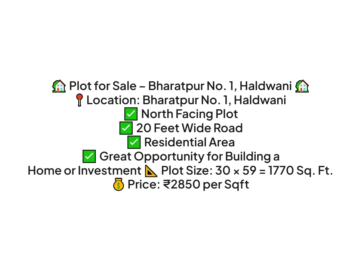 Prime Residential Land for Sale in Bharatpur No. 1, Haldwani