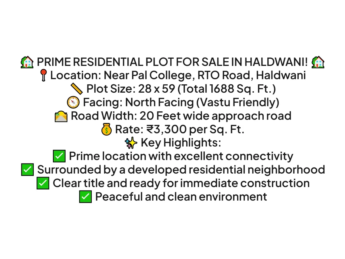 Prime Residential Land for Sale on RTO Road, Haldwani