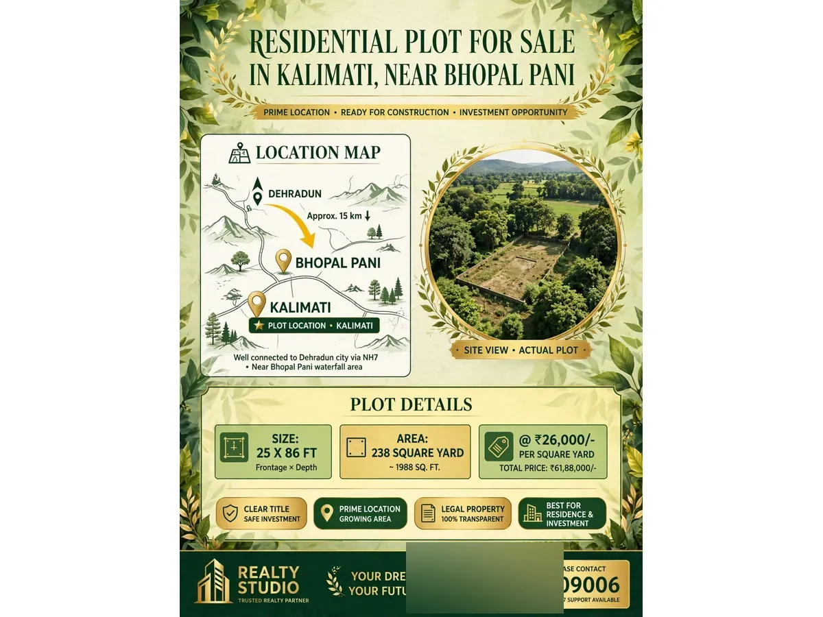 Prime Residential Land for Sale Near Bhopal Pani Dehradun