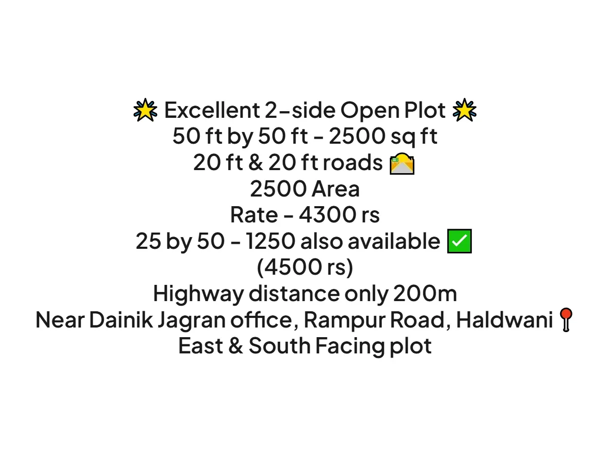 Prime 2500 sqft Land for Sale Near Dainik Jagran Haldwani
