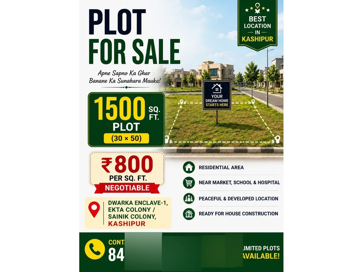 Prime 1500 Sq Ft Residential Land for Sale in Kashipur