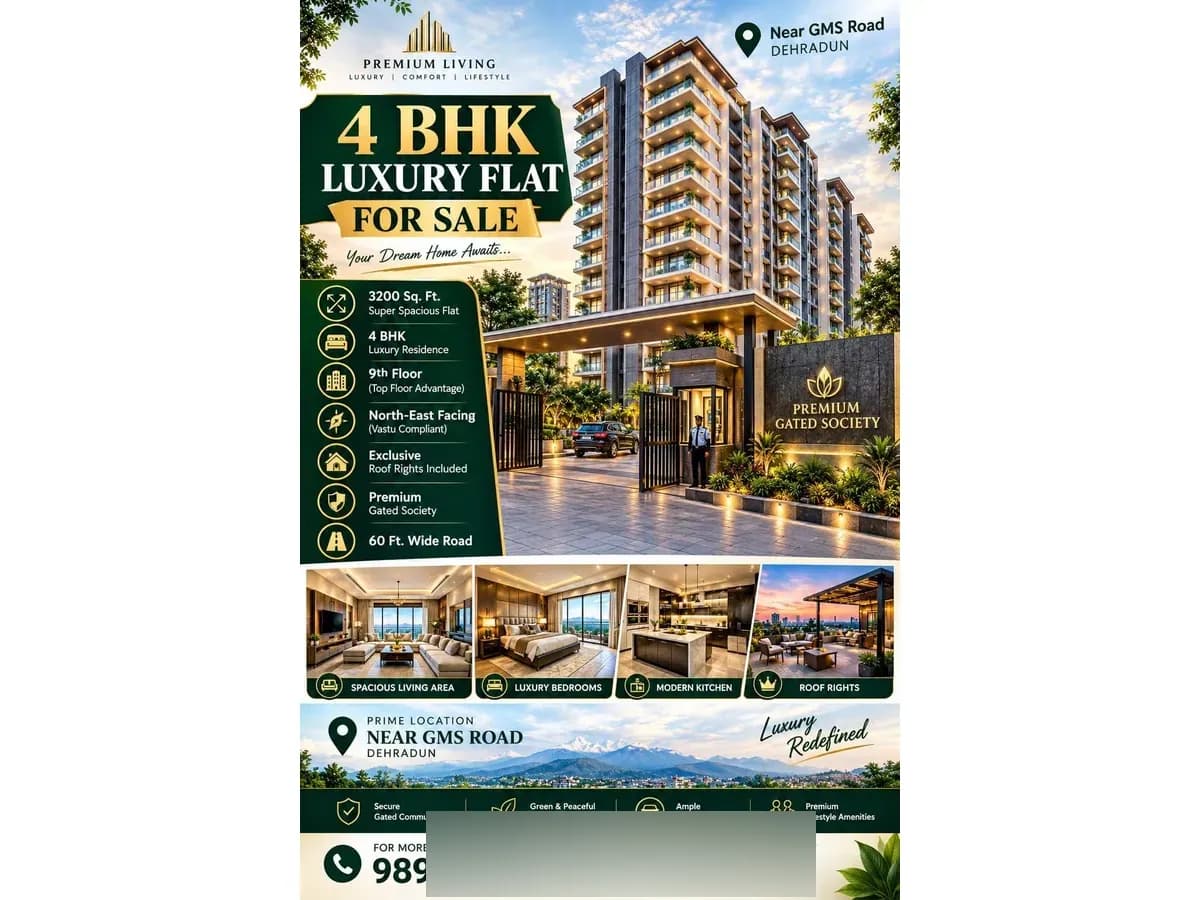 Spacious 3200 sqft Flat for Sale on GMS Road, Dehradun