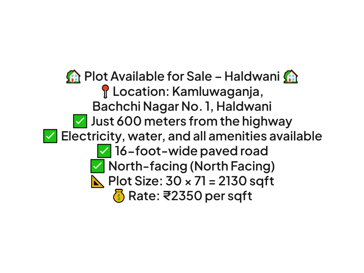 Prime 2130 sqft Residential Land for Sale in Kamluwaganga Haldwani