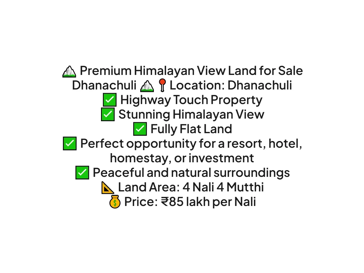 Premium 4 Nali Land for Sale in Dhanachuli Nainital