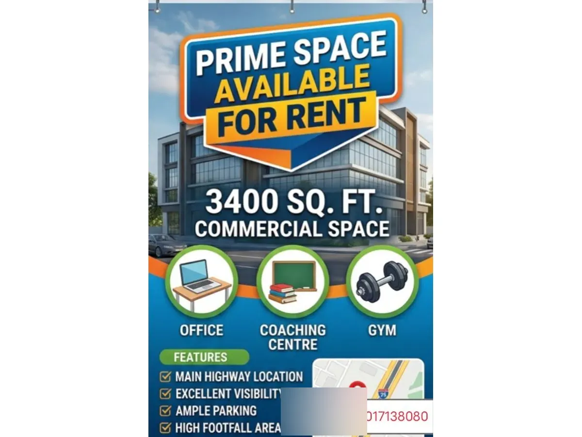 Spacious 3400 sqft Commercial Hall for Rent in Haldwani