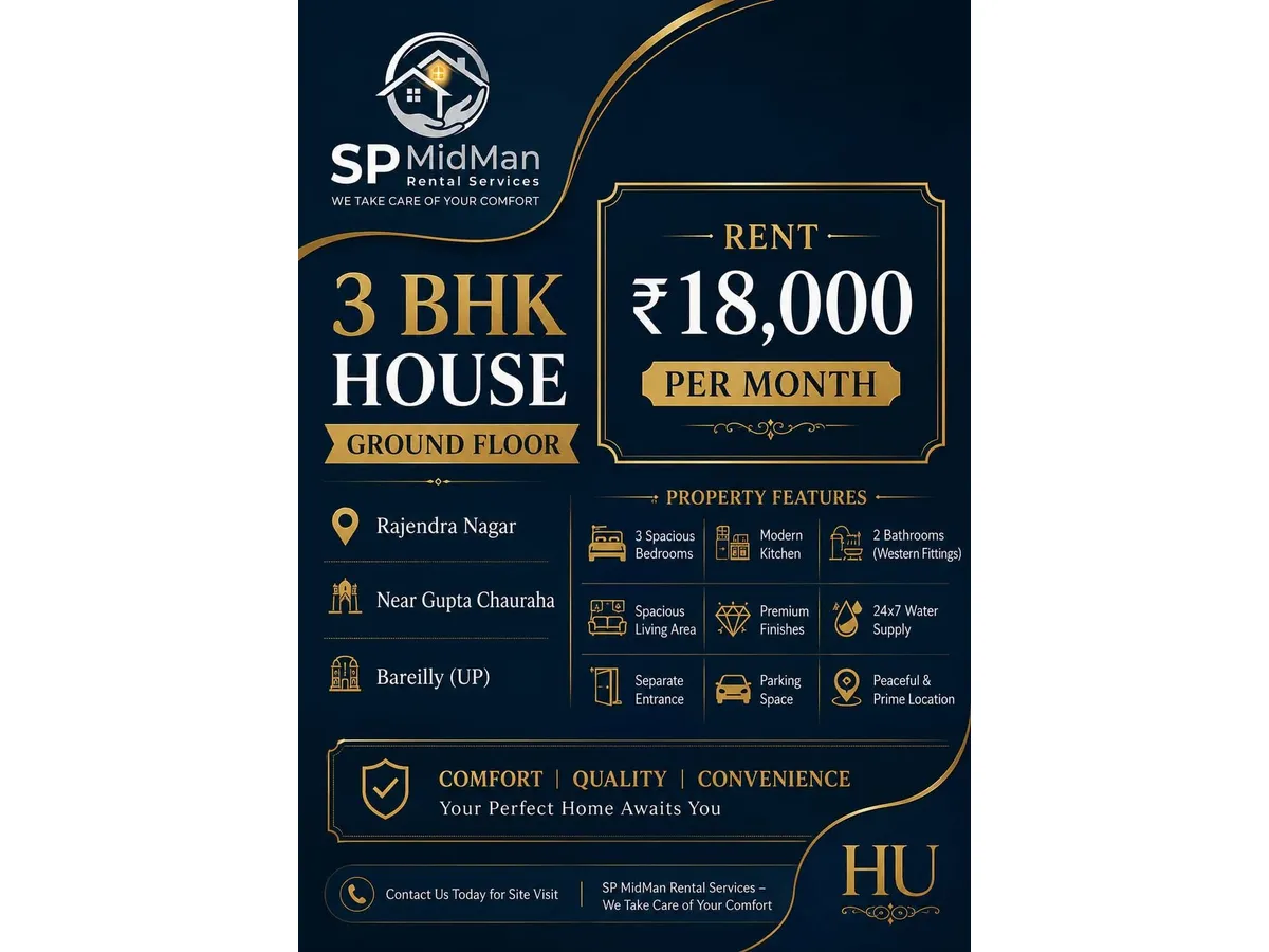 Spacious House for Rent in Rajendra Nagar, Bareilly at ₹18000/Month