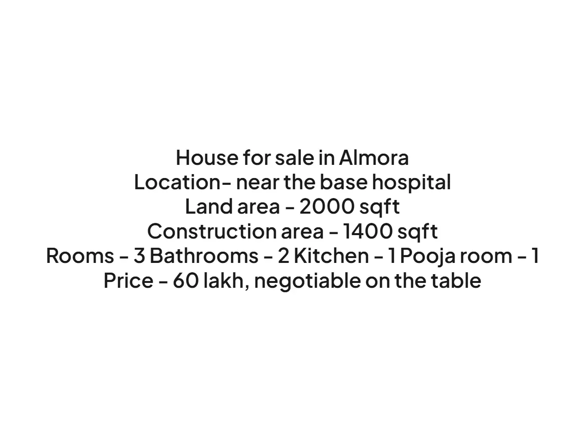 Spacious 3BHK House for Sale Near Base Hospital, Almora