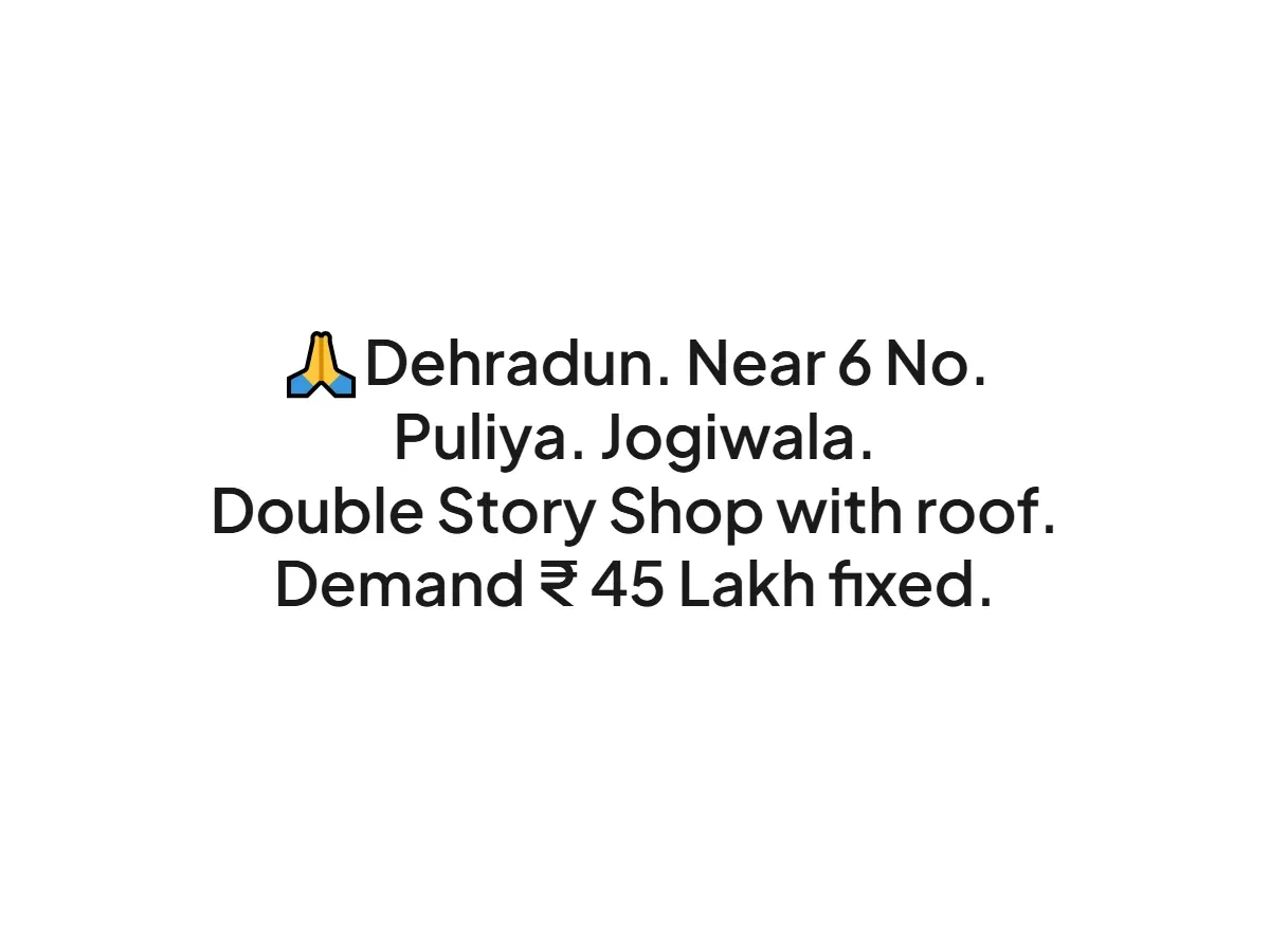 Double Story Shop for Sale Near 6 No. Puliya Dehradun