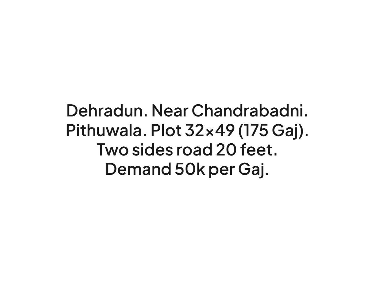 Prime 175 Gaj Land for Sale in Chandrabadni Pithuwala Dehradun