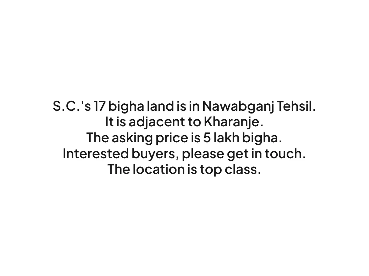 Prime 17 Bigha Land for Sale in Nawabganj Bareilly