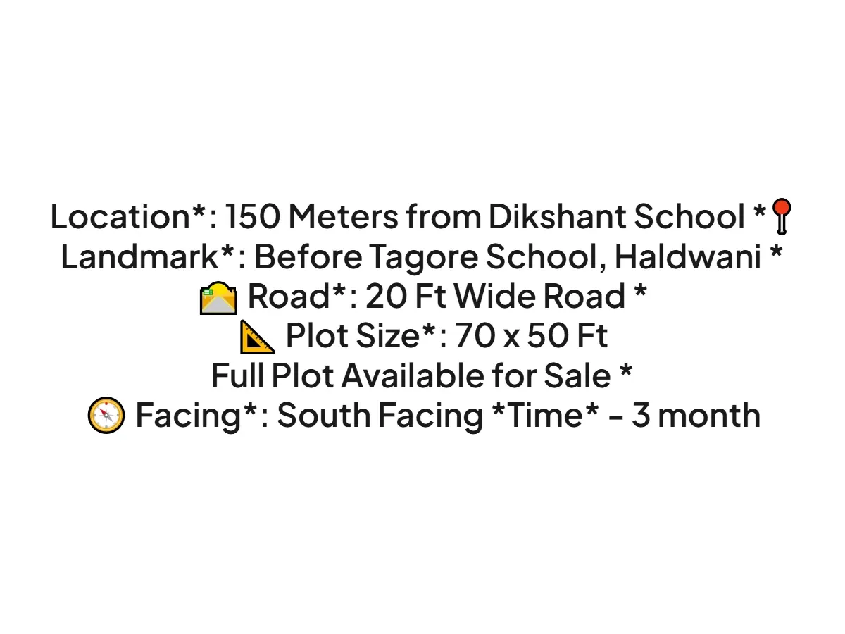 Prime 3500 sqft Land for Sale Near Tagore School Haldwani