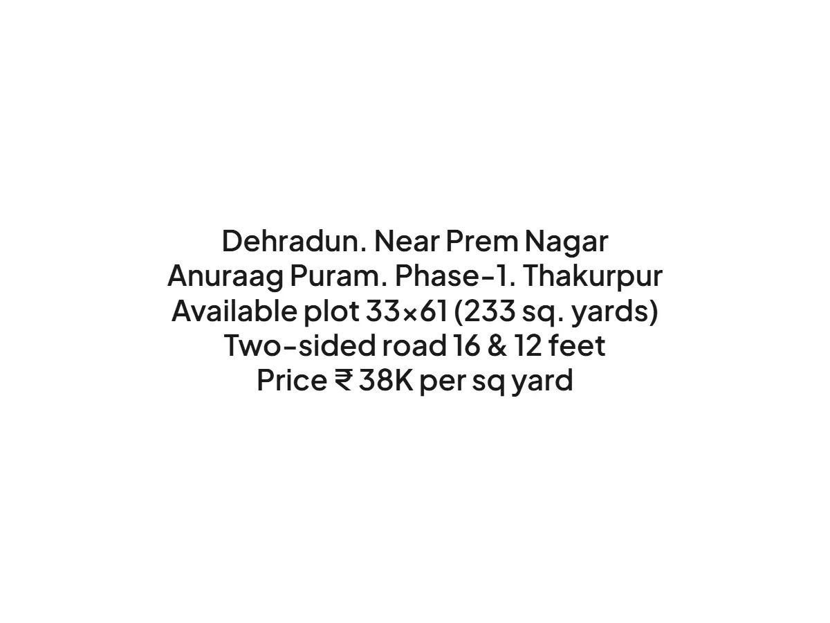 Prime Land for Sale in Anuraag Puram Dehradun 233 Gaj