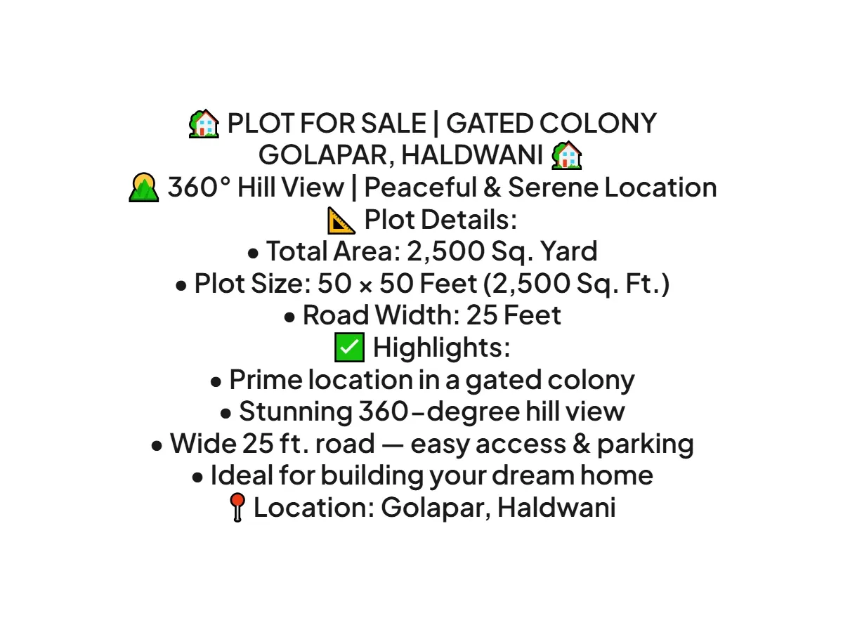 Gated Land for Sale in Golapaar Haldwani with Hill Views