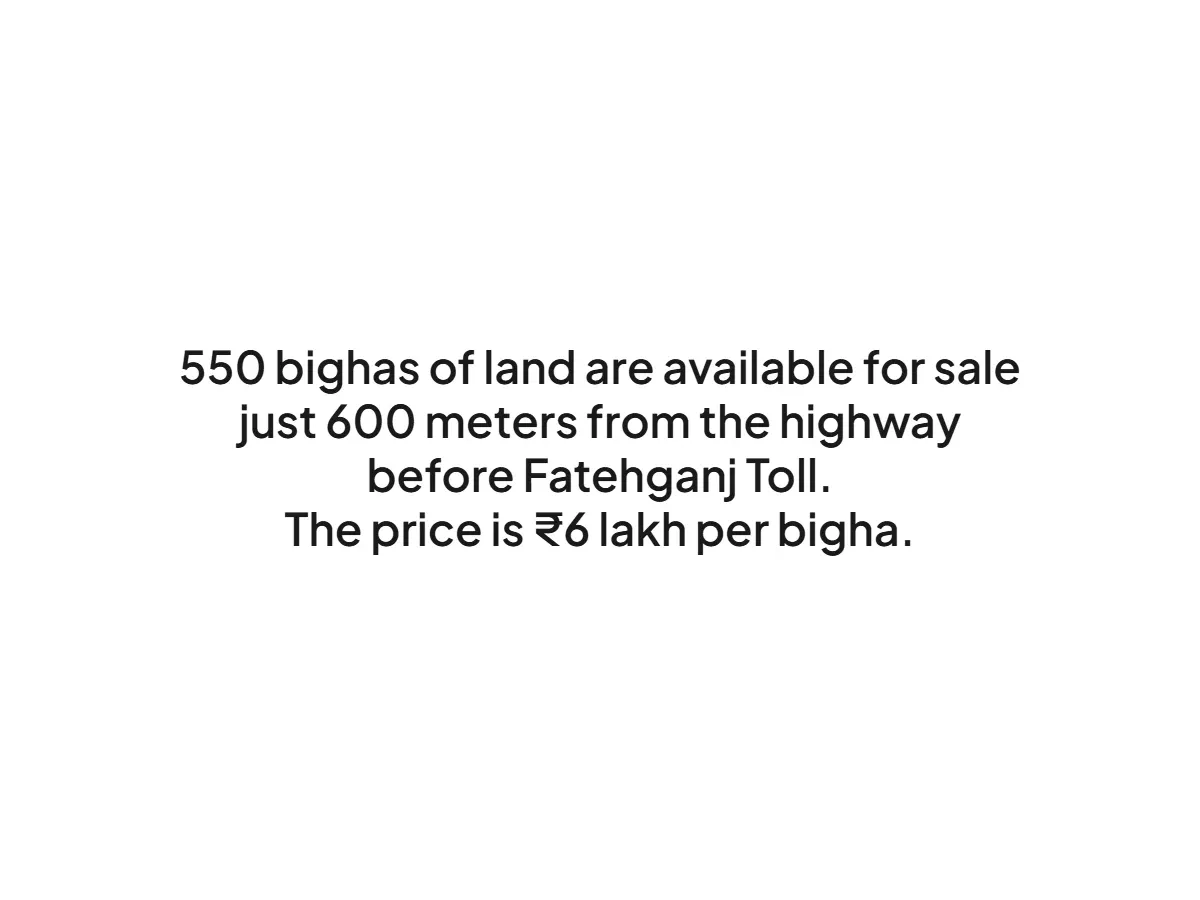 Prime 550 Bigha Land for Sale Near Fatehganj Toll, Bareilly