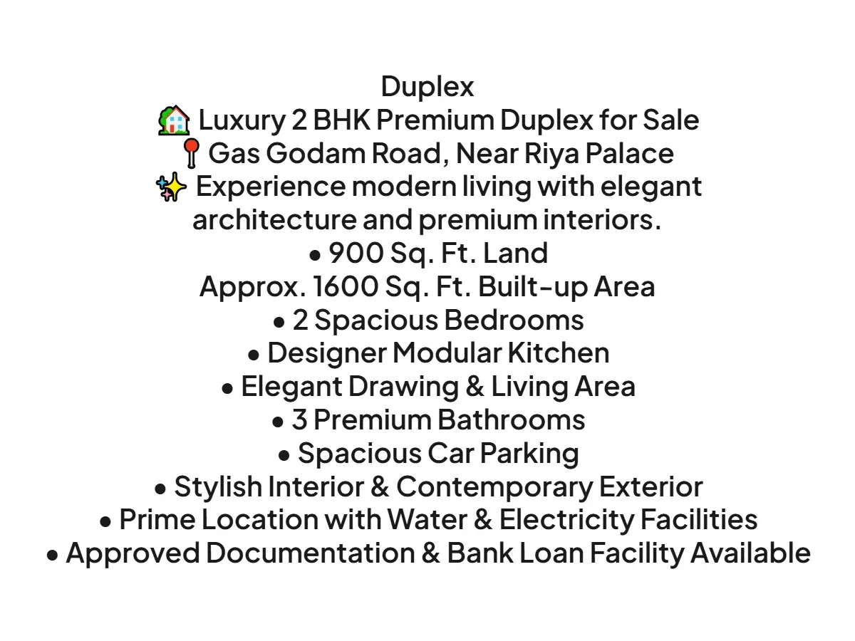Luxury 2 BHK Duplex for Sale in Gas Godam Road Haldwani