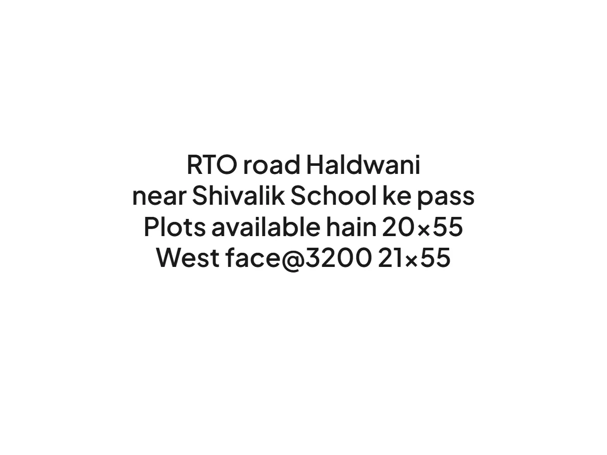 Prime Land Plots for Sale on RTO Road Haldwani