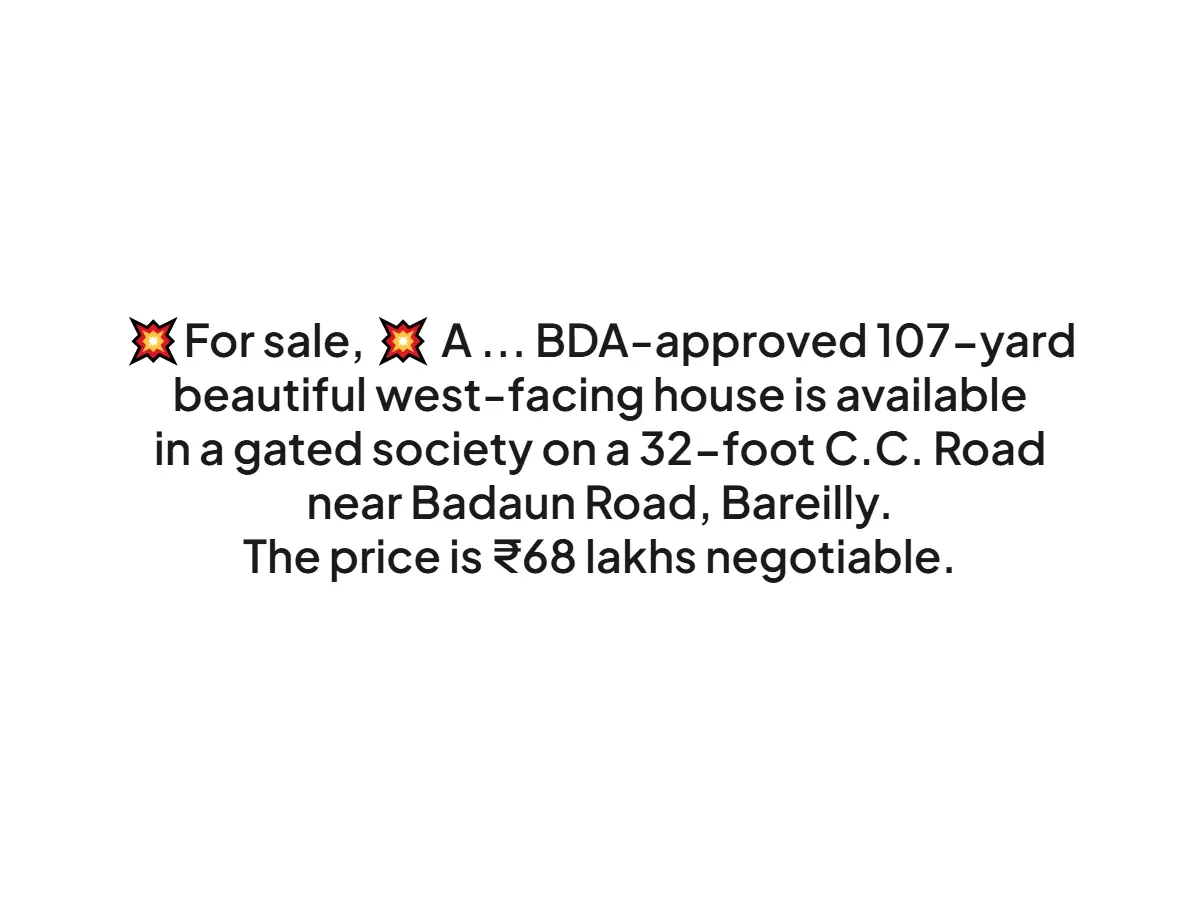 West-Facing 107-Yard House for Sale in Bareilly
