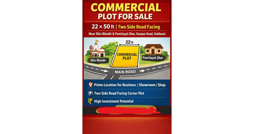 Buy Now 1100 SqFt Commercial Land Near Rampur Road, Haldwani